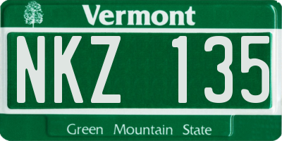 VT license plate NKZ135