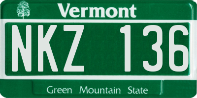 VT license plate NKZ136