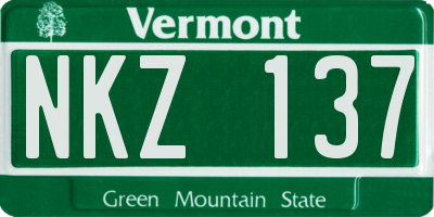 VT license plate NKZ137