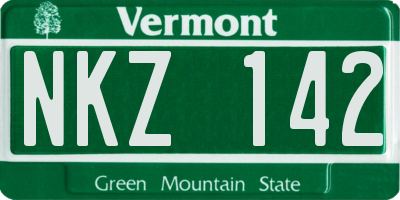 VT license plate NKZ142