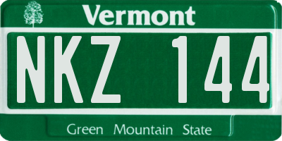 VT license plate NKZ144