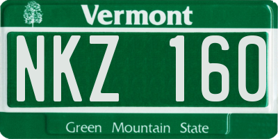 VT license plate NKZ160