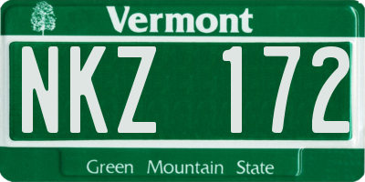 VT license plate NKZ172