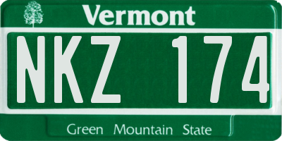 VT license plate NKZ174