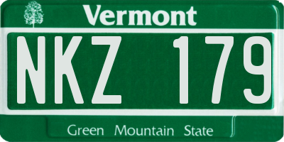 VT license plate NKZ179