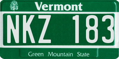 VT license plate NKZ183