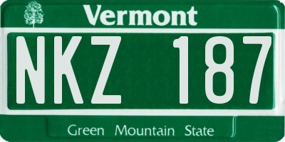 VT license plate NKZ187