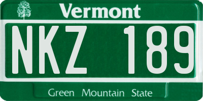 VT license plate NKZ189