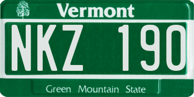 VT license plate NKZ190