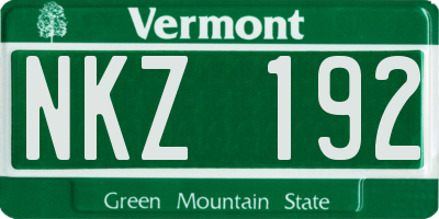 VT license plate NKZ192