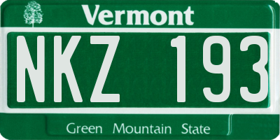 VT license plate NKZ193