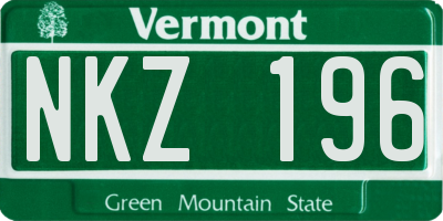 VT license plate NKZ196