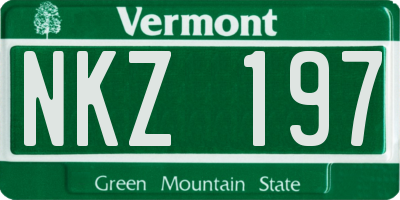 VT license plate NKZ197