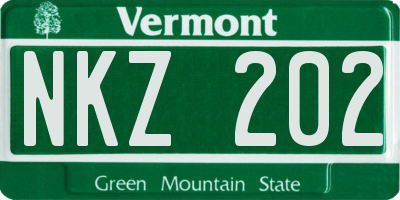 VT license plate NKZ202