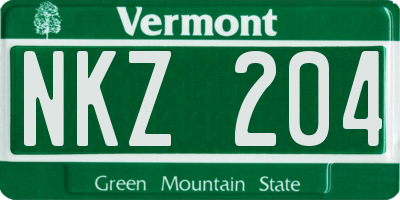 VT license plate NKZ204