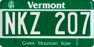 VT license plate NKZ207