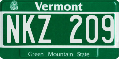 VT license plate NKZ209