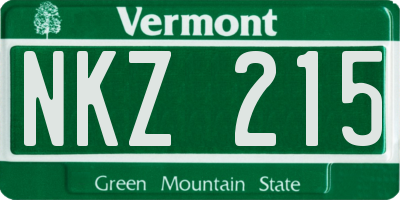 VT license plate NKZ215