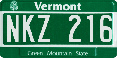 VT license plate NKZ216