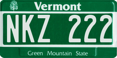 VT license plate NKZ222
