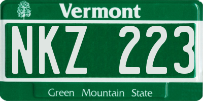 VT license plate NKZ223