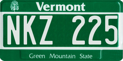 VT license plate NKZ225