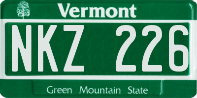 VT license plate NKZ226