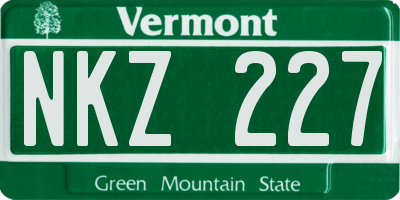 VT license plate NKZ227