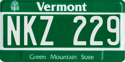 VT license plate NKZ229