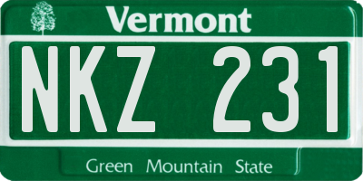 VT license plate NKZ231