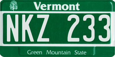 VT license plate NKZ233