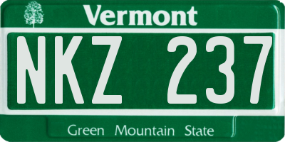 VT license plate NKZ237