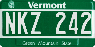 VT license plate NKZ242