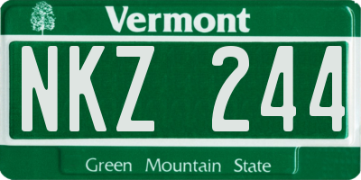 VT license plate NKZ244