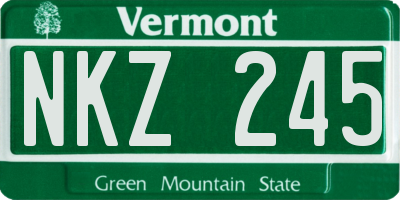 VT license plate NKZ245