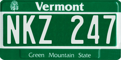 VT license plate NKZ247