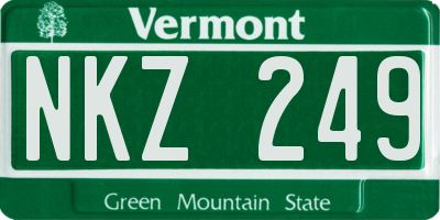 VT license plate NKZ249