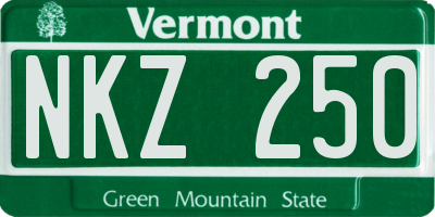 VT license plate NKZ250