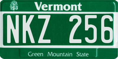 VT license plate NKZ256