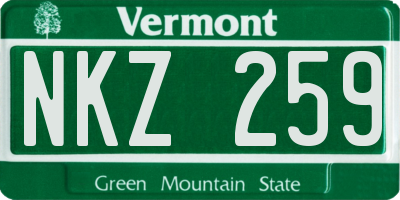 VT license plate NKZ259