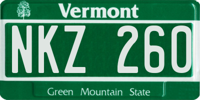 VT license plate NKZ260