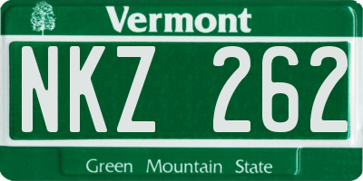 VT license plate NKZ262