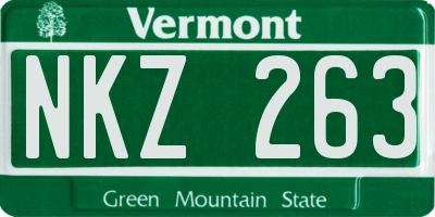 VT license plate NKZ263