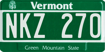 VT license plate NKZ270