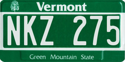VT license plate NKZ275