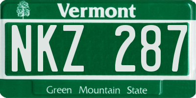VT license plate NKZ287