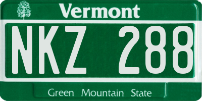 VT license plate NKZ288