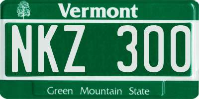 VT license plate NKZ300