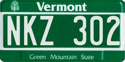 VT license plate NKZ302