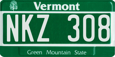 VT license plate NKZ308